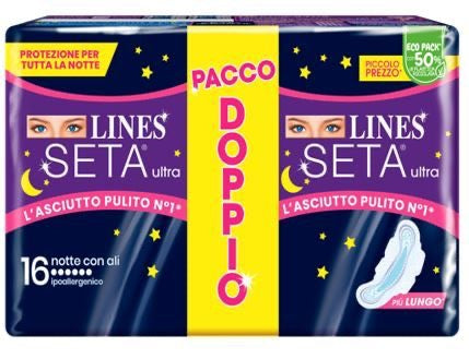 Lines Seta Ultra Assorbenti Notte 16 pezzi